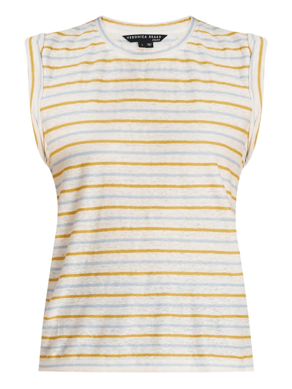 Veronica Beard Dree Tee Cream Yellow & Blue Stripe Size XS